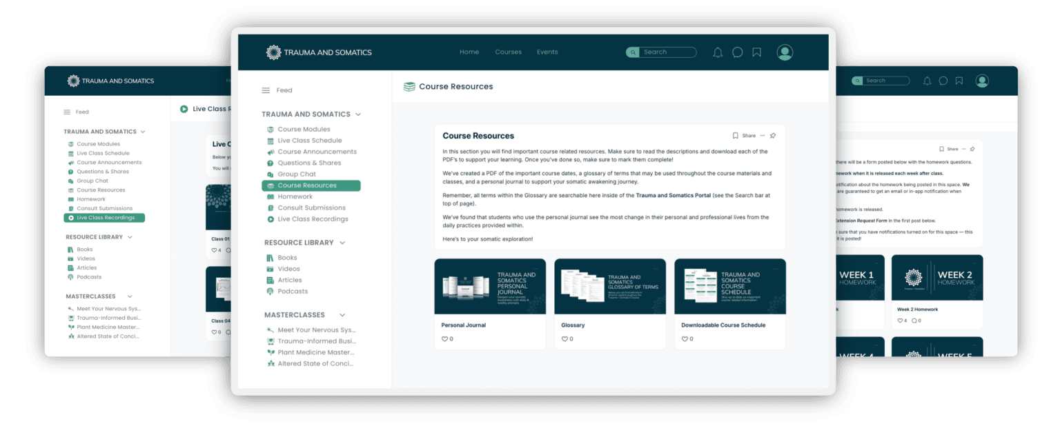 The Trauma and Somatics course portal